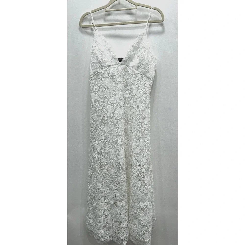 Generation Love Womens Rosie Dress Floral Lace Overlay V-Neck White Size M? NWOT